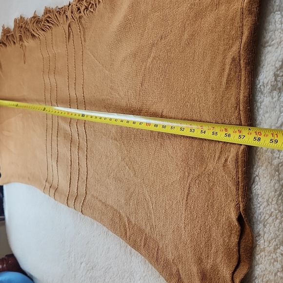 LAYERS BY LIZDEN Cocoon Sweater tan with fringe One Size - Picture 3 of 6